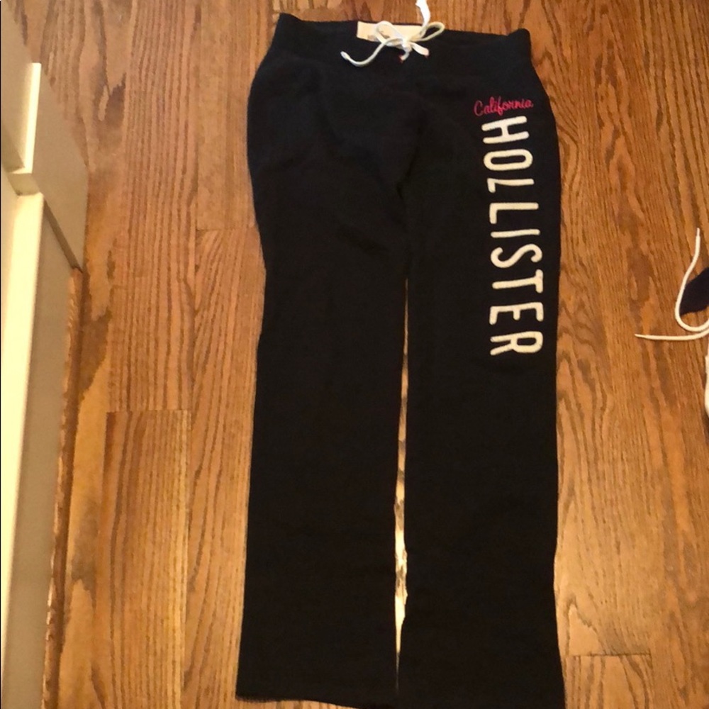 Hollister Navy Sweatpants with White Lettering